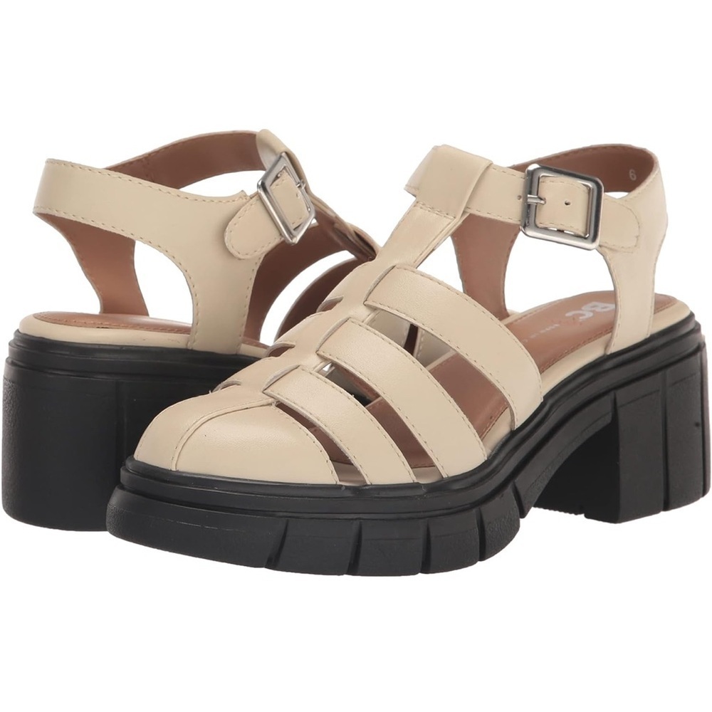 BC Footwear Anthropologie Up Till Dawn Fisherman Sandal Cream Lug Sole 10 NEW